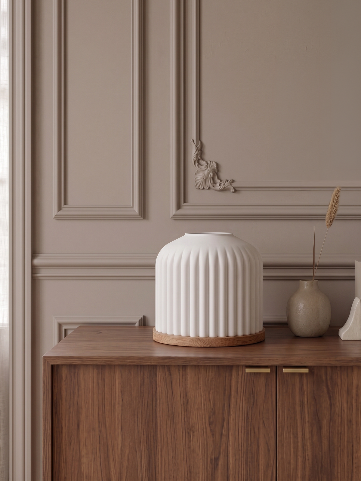 Corolle - Lampe en Chêne Massif, Abat-jour Imprimé en 3D