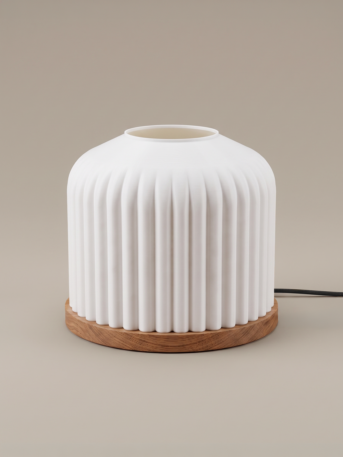 Corolle - Lampe en Chêne Massif, Abat-jour Imprimé en 3D
