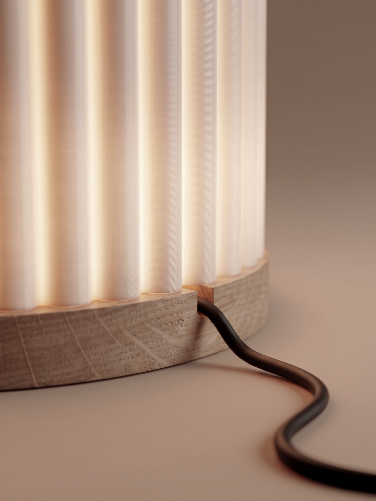 Corolle - Lampe en Chêne Massif, Abat-jour Imprimé en 3D